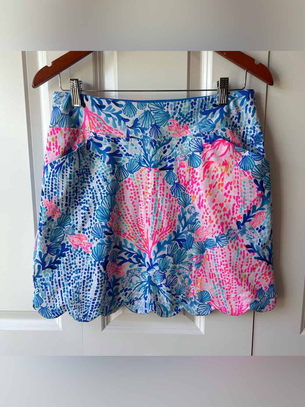 🐚 Lilly Pulitzer Luxletic Scallop Skort — Size 6— Pink Print 💕